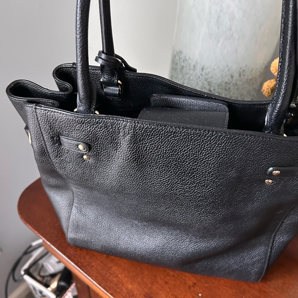 Coach Black Pebbled Leather Tote - Picture 10 of 16